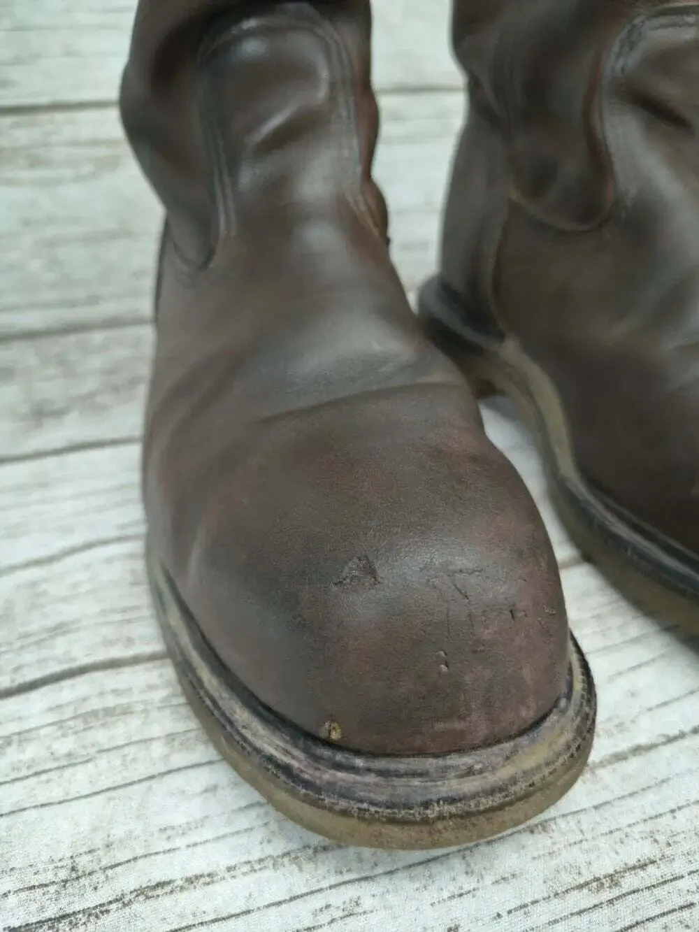 Red Wing Pecos Brown Leather Pull-On Tall Boots Cowboy Western Boots Men Size 8